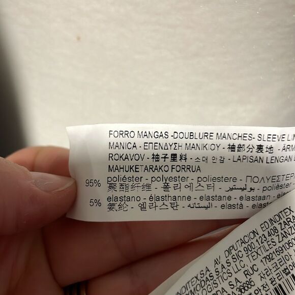 Zara Khaki Green Textured Open Front Blazer Gold Buttons Shoulder Pad Size Large - Picture 6 of 10